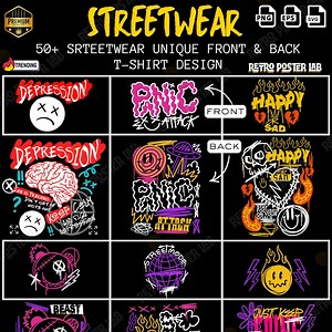 50  Streetwear T-shirt Designs | Graffiti Art, Urban Graphics (PNG EPS SVG) - Etsy