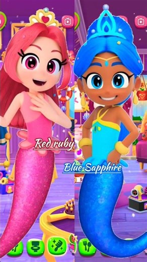 Red Ruby VS Blue Sapphire (Rainbow Bubblegem) makeover My Talking Angela #mytalkingangela2 #shorts