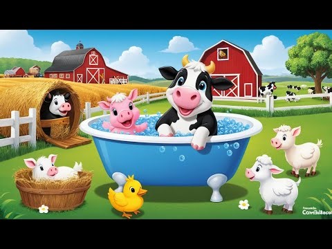Cow in a Bathtub on Hay | Funny Farm Song for Kids 🐄🛁🌾