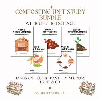Composting Unit Study Bundle K-1 Science 5-Week Homeschool Printable