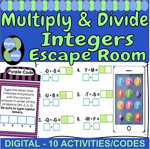 Multiplying and Dividing Integer Rules Digital Integer Operation Escape Room