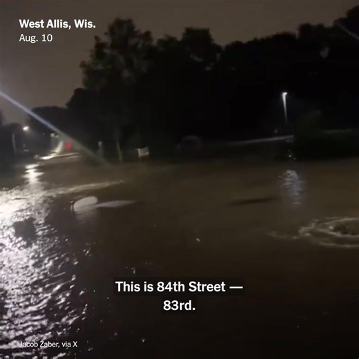 Record-setting rains in Wisconsin led to life-threatening flash flooding in Milwaukee and the surrounding area overnight Saturday to Sunday, prompting widespread flood alerts and the early closure of the Wisconsin State Fair. https://nyti.ms/4ouNBU5 | The New York Times