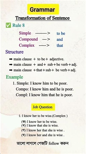 Transformation of Sentences | Simple, Compound & Complex Sentences | English Grammar Rules ✅✅