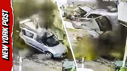 Iranian missile sends car flying in Israel as pedestrians narrowly escape death