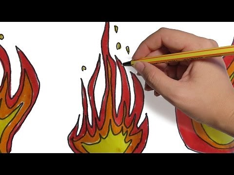 COMO DIBUJAR FUEGO FACIL PASO A PASO: a lapiz y con color