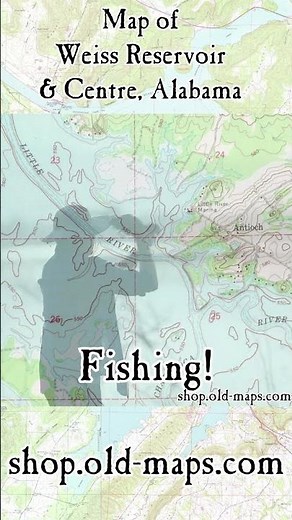 Custom Map of Weiss Reservoir & Centre, Alabama