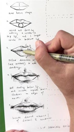 How to draw lips in pen and ink #howtodraw #lipdrawing #penandinkdrawing