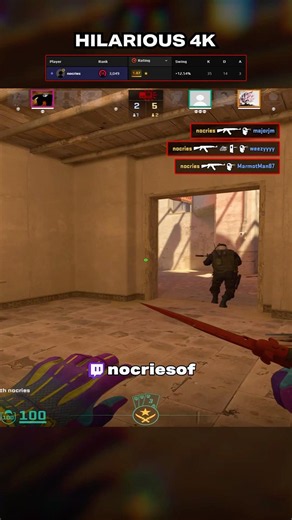 Hilarious 4K on faceit | twitch: nocriesof #cs2 #nocries #faceit