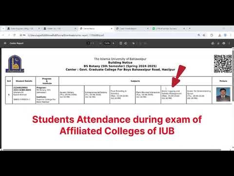 Students Attendance during exam of Affiliated Colleges of IUB. Examinations Department