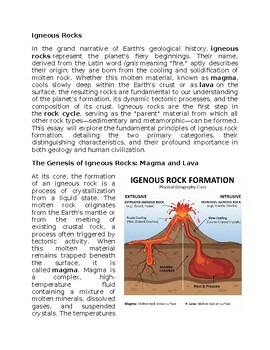Igneous Rocks in Physical Geography Worksheet Sub-Plan - Classwork - Homework