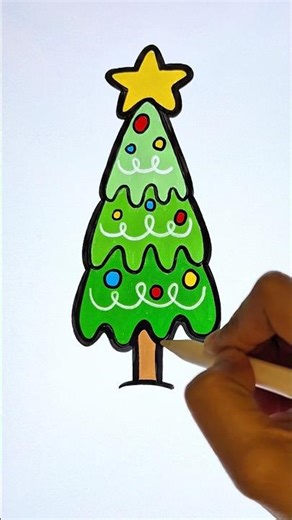 How to Draw a Christmas Tree Tutorial for Kids in Easy Way 🎄🌲 #drawing #shortsforkids #shorts #fyp