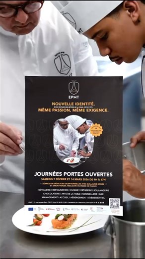 Gastronomie, Arts culinaires, Hôtellerie, Management, Service. Une journée pour découvrir les métiers de l'hôtellerie-restauration, 100% en apprentissage ! Le 7 février, l'école de Paris des Métiers de la Table vous ouvre ses portes de 9h à 17h. Au menu : ✨️ démonstrations métiers 🤝 rencontres avec formateurs et apprentis ℹ️ informations sur les formations 🍽 dégustations 📍Paris 17e Inscriptions gratuite 👉 lien en bio ! #apprentissage #epmt #jpo #excellence @ismael_menault @dominique_ph.benez