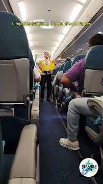 Life jacket demonstration or life vest donning. How to put on the life vest in case of an emergency.