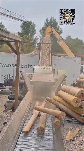 Industrial Log Debarker Removing Bark from Timber #9work