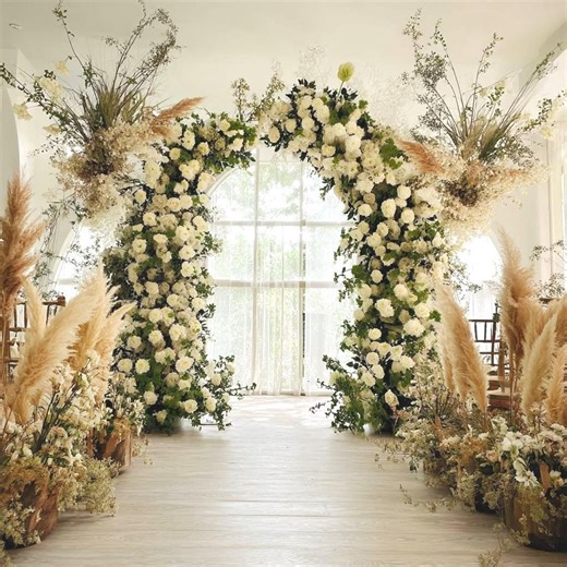 Ships From Houston/wedding Archway Artificial Ivory Rose Archway,flower Row Arrrangement Marriage Wedding Pillarflower,wedding Flower Party - Etsy