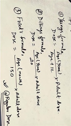 Child dose calculation formula #formula #dose#child #pharmaceutics#education#notice