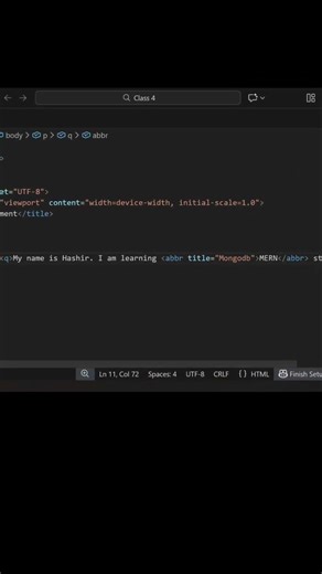 how to use abbreviation tag in html to show abbreviation of any word within 30 second