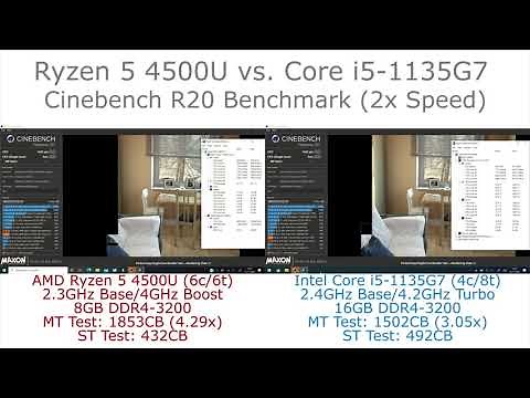 Ryzen 5 4500U vs. Core i5 1135G7 - Cinebench R20