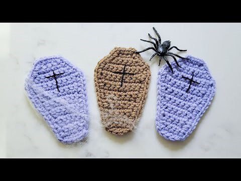 Crochet Coffin Coasters / Garland (Spooky Halloween Crochet Tutorial)