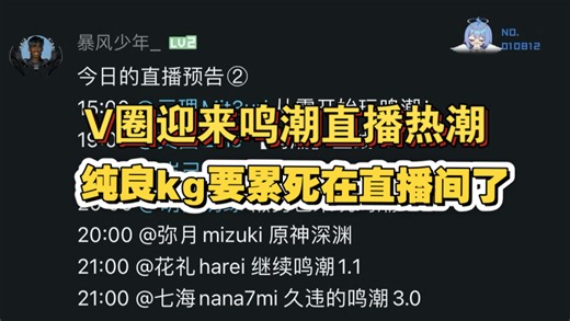 V圈七大主播无间缝直播鸣潮，放过kg吧，他们是活生生的人