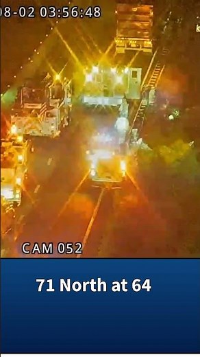 All lanes blocked, injury crash 71 North at 64 #louisville #traffic