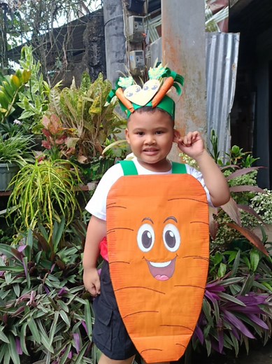 DIY Carrot costume for my son's nutrition month culminating activity🥕☺️ #DIY #costume #carrotcostume