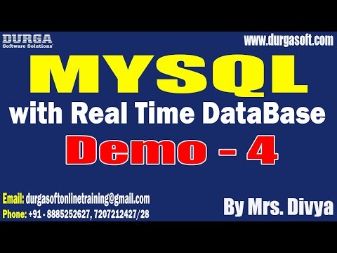 MYSQL with Real Time DataBase tutorials || Demo - 4 || by Mrs. Divya On 02-09-2024 @8AM IST