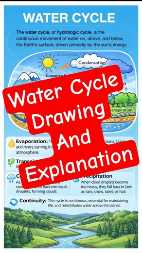 Water Cycle Drawing and Explanation Project Presentation Easy Simple Words kids #roshronrockzz