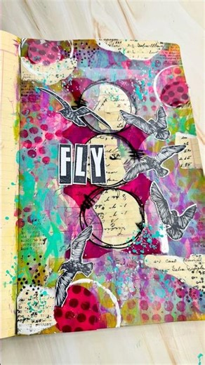 Dina Wakley Media Chrome Transparencies Journal Page by ‪@artjournallove‬