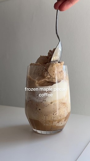 Celebrating the return of @Nespresso Maple Pecan capsule just in time for Canada Day with this Frozen Maple Pecan Coffee 🍁☕️🧊 #ad Recipe: - Nespresso Maple Pecan capsule - 1/3 - 1/2 cup milk - Maple syrup - Whipped cream (optional) Directions: 1. Brew one capsule of Nespresso's Maple Pecan coffee. 2. Pour evenly across an ice cube tray, and freeze until solid. 3. Add frozen coffee cubes, milk, and maple syrup to taste to a blender or food processor. Blend until smooth. 4. Layer with whipped cr