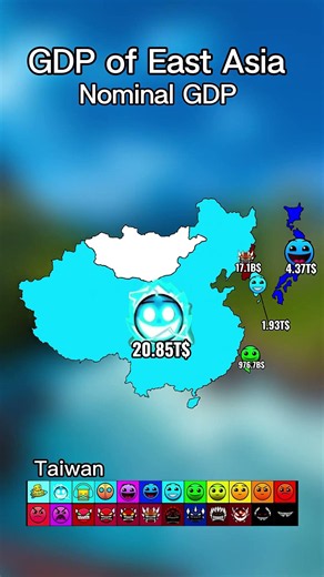 GDP of East Asia Nominal GDP of East Asia #map #mapping #asia #economy