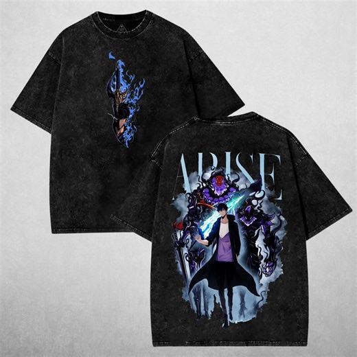 Solo Leveling Anime T-shirt: Sung Jin Woo Vintage Wash Graphic Tee, Vintage Manga Streetwear Tee - Etsy