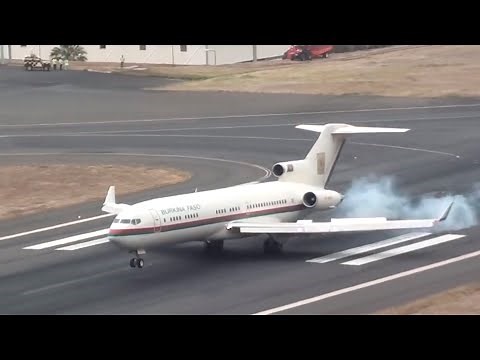 The legendary B727 || Landing & Take Off in Madeira || Visit of the President of Burkina Faso