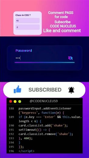 💥 I created a Glowing Animated Password Input | HTML CSS JS #coding #webdesign #htmlcssjs #shorts