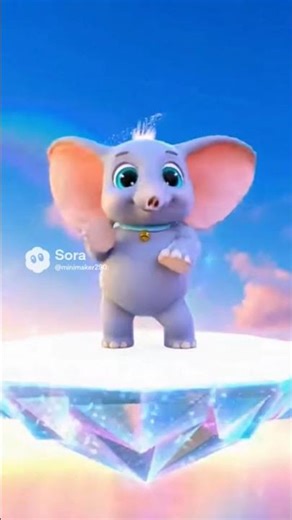 Dancing Baby Elephant on Crystal Island 🌈✨ | 3D Cartoon Short