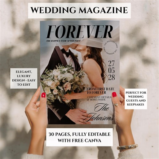 Wedding Magazine Template, Editable Programs, Wedding Booklet, Itinerary, Elegant, Canva, Digital Download - Etsy