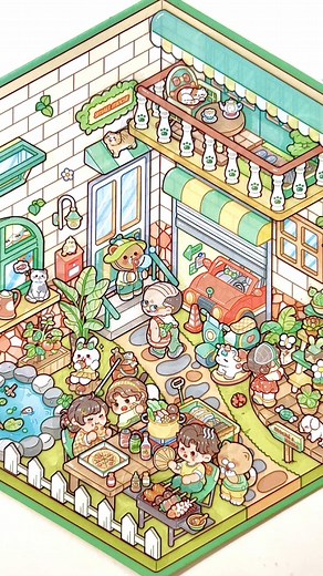 【ASMR】DIY small mochi interesting courtyard with scene stickers❤️#asmr #stickers #3dstickers #cute #immersive #sleep #gift #toys