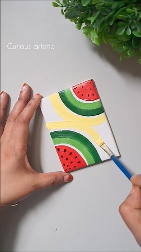 Easy canvas painting for beginners 🍉easy canvas painting for beginners step by step