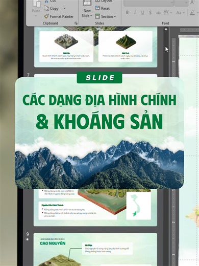 Slide Địa Lí 6: Các Dạng Địa Hình Chính. Khoáng Sản - được thiết kế dành cho bài giảng Địa lí với nội dung trực quan và dễ hiểu. Slide giúp người học nắm rõ đặc điểm các dạng địa hình phổ biến như núi, đồng bằng, cao nguyên, đồi và mối liên hệ với tài nguyên khoáng sản. #diahinh #khoangsan #tainguyen #dialy #tuyetkypowerpoint