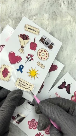 ✨ Red Aesthetic Stickers Cutting & Peel Off | Relaxing ASMR #Shorts