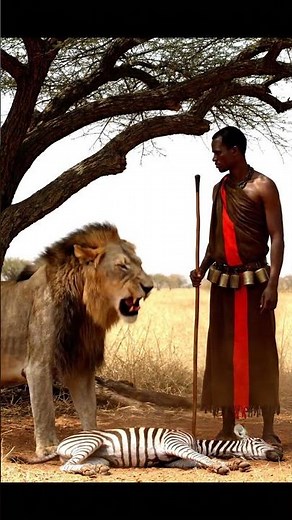 Jabari the Herder vs a slithering green tree python on the African Savanna