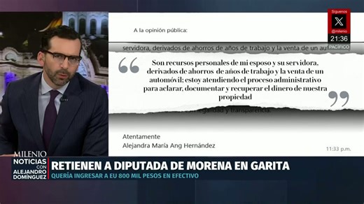 Diputada de Morena, Alejandra María Hank Hernández, es detenida en Calexico con 800 mil pesos
