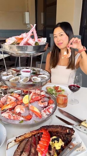 Fleming's Prime Steakhouse & Wine Bar on Instagram: "It’s time for a grand debut! Our NEW Chilled Shellfish Tower features North Atlantic Lobster Tails and Claws, Colossal Shrimp, Alaskan Golden King Crab Legs, and freshly shucked Oysters with a house-made mignonette. Which are you reaching for first? 🦞🦐🦀 📷: @houstonhotspots"