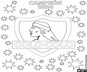 Colo Colo, campeón 2024 para colorear, pintar e imprimir