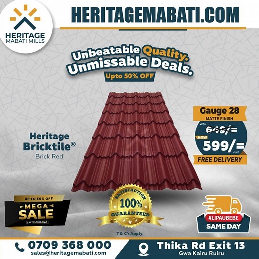  WE ARE OPEN!  Our showroom doors are wide open and you don’t want to miss this! Come see premium mabati roofing, bold colors, glossy finishes, and the latest profiles all under one roof.Our team is on-site, pumped, and ready to help you choose the perfect roofing for your project.✨ Step in. Look around. Get inspired. Visit our showroom TODAY! Call us on 0709368000 #LipaUbebe #heritagemabati #mabatikenya #sunday | Heritage Mabati Factory Mills | Facebook