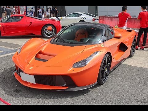 【世界一台】 オレンジ ラフェラーリ エンジンスタート走行シーン Orange LaFerrari in Japan.