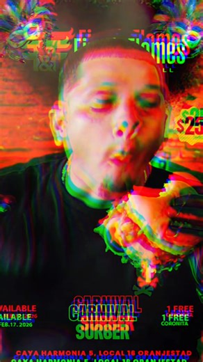 🔥🍔 Ready for a flavor explosion? 🎭🔥 Introducing our Carnival Burger — juicy, smoky, and perfectly paired with a FREE Coronita for only $25! 📍 Fire & Flames BBQ Bar & Grill 📞 RSVP: 297 699 0087 Carnival season just got delicious! 😍🔥 | Fire & Flames Aruba