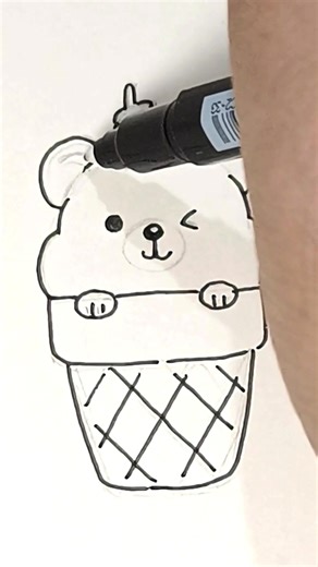 Kawaii Bear Ice Cream Easy Drawing Tutorial | Daily Doodle #kawaii #kawaiichallenge #kawaiiaesthetic #drawing #drawingtutorial #easydrawing #paperdiy #satisfying #satisfyingvideo #doodle #drawingchallenge #kawaiidrawings #craft