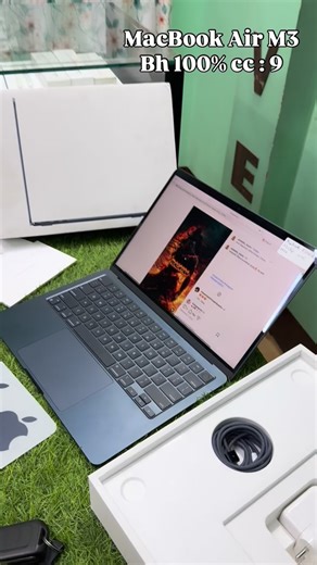 PhoneToo Accessories on Instagram: "MacBook Air M3 chip 8/256gb bh 100% cc: 9 Only 61999/-"
