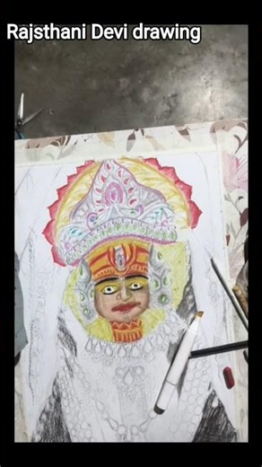 Rajasthani Devi drawing khimaj mata #short#drawingtechniques